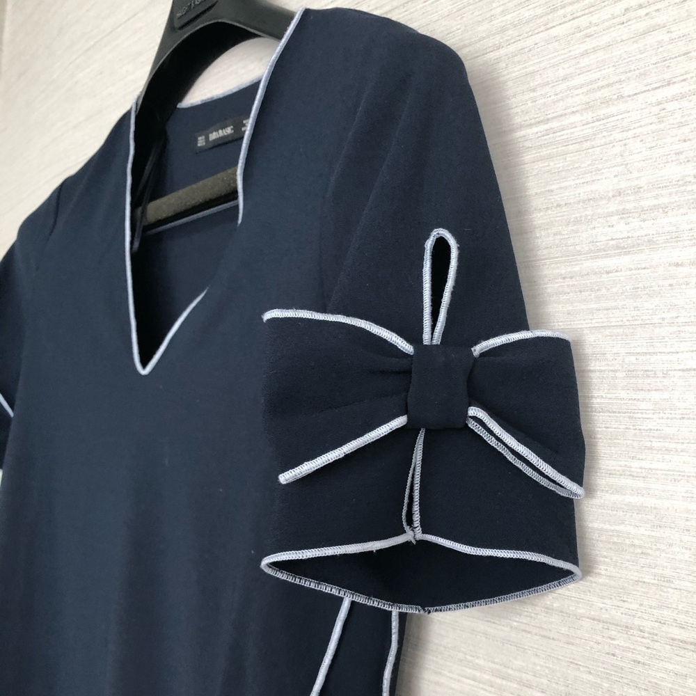 Zara Basic Baby blue dress with bow tie sleeves